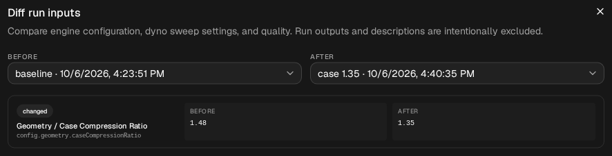 Compare → Diff inputs, case 1.35 against baseline: Case Compression Ratio only